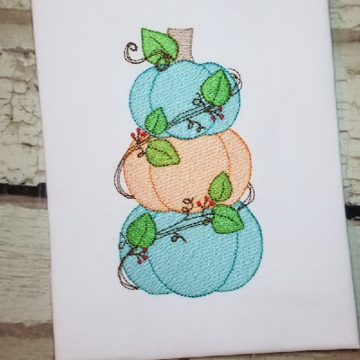 pumpkin stack embroidery design